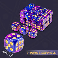 24 of Pack 16MM 6 Sided Dice Set, Two Colours D6 Game Dice Set - 16mm Purple and Blue - image 2