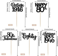 Rose gold glitter vintage 1946 cupcake toppers for an 80th birthday - view 26