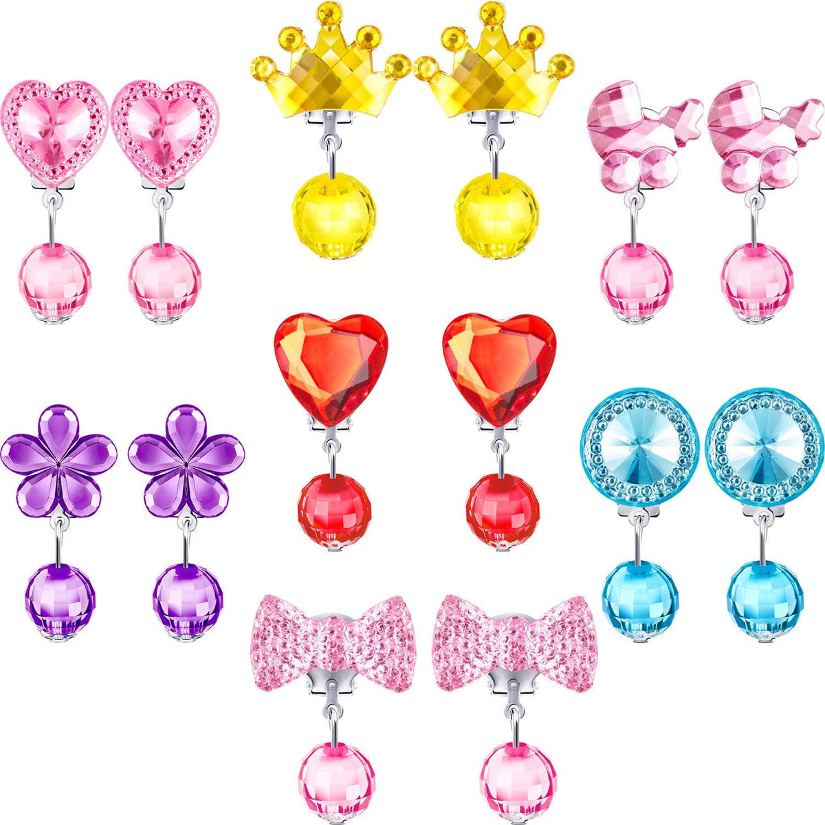 Hicarer 7 Pairs Christmas Clip on Earrings Gifts for Girl Pretend