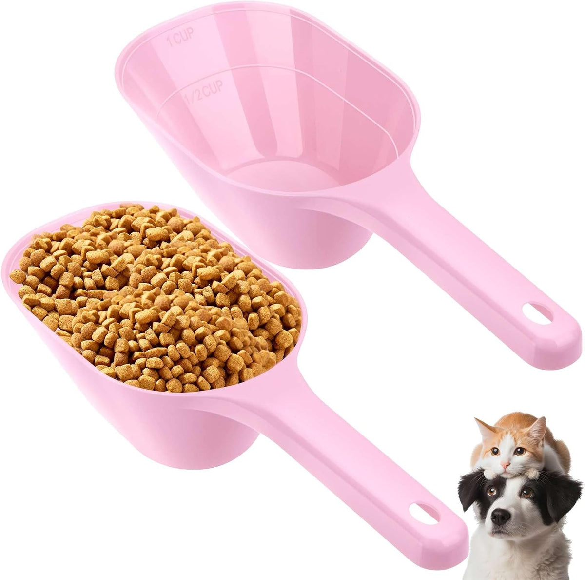 2 PACK Dog Food Scoop,1 Cup Capacity Pet Food Scoop For Dog and Cat – Essentials for Dogs - pink
