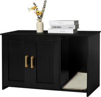 Cat Litter Box Enclosure, with Scratching Mat - Black / 31.5"L x 19.7"W x 21.7"H
