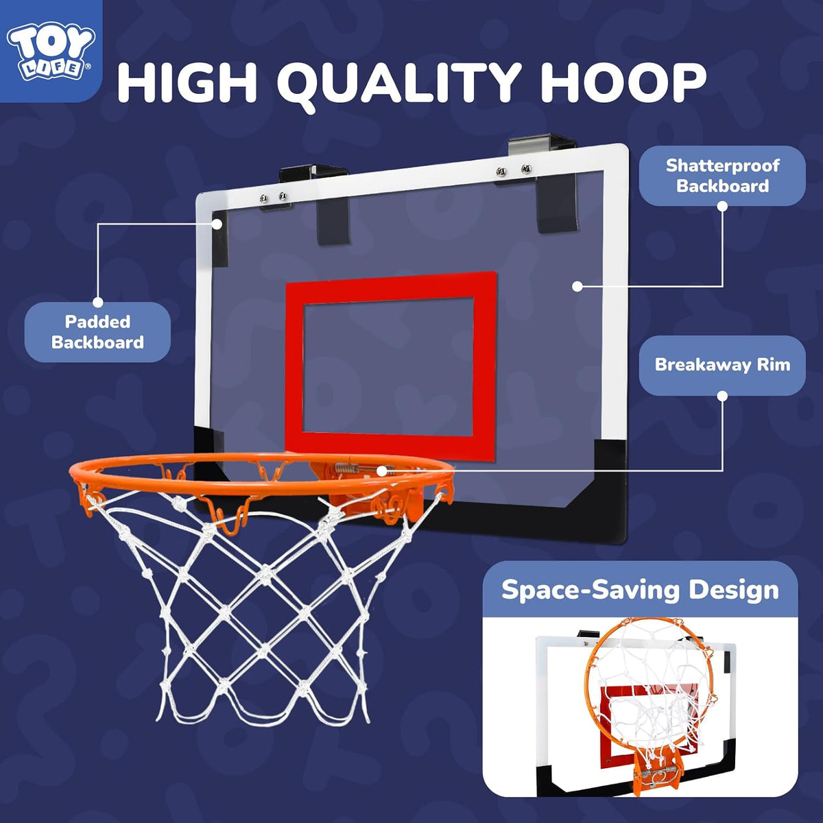 TOY Life Basketball Hoop Over The Door Basketball Hoop – Fun for Kids & Family - White-Classic - image 3