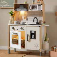 Tiny Land Play Kitchen for Kids, Real Lights - White