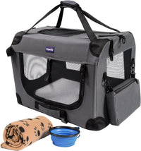 Portable Collapsible Dog Crate - Gray / 24.0"L x 17.0"W x 17.0"H