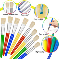 YGAOHF 16 pack of kids paint brushes with bright plastic handles, eight round and eight flat - view 8