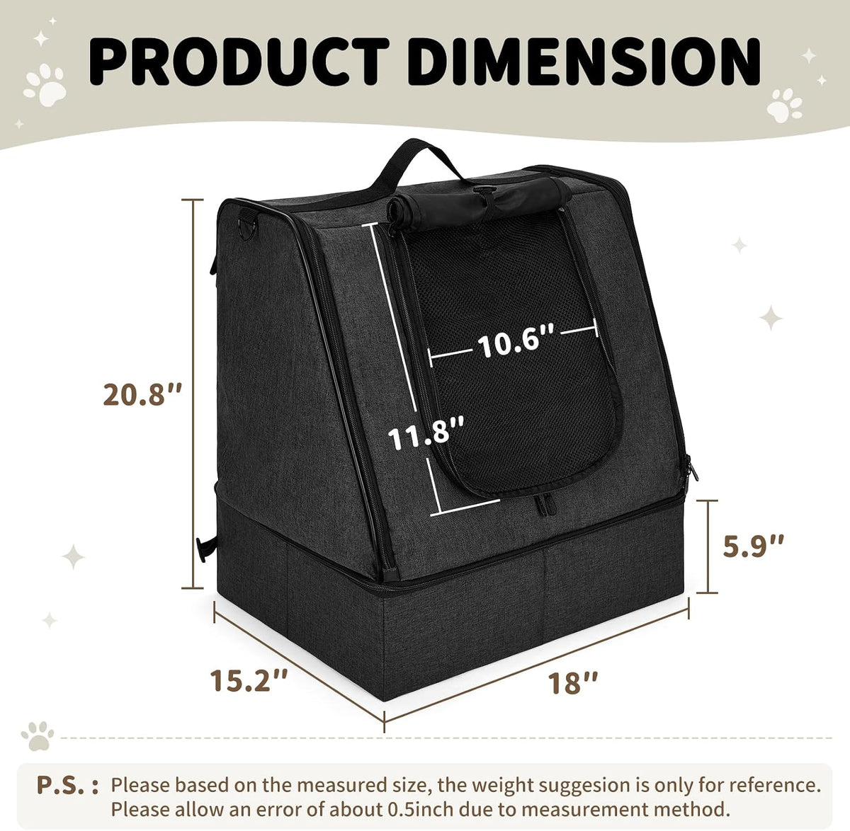 apollo walker Portable Cat Litter Box With Waterproof bag and Lid - Dark Black / Medium - image 2