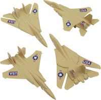 TimMee plastic army men combat fighter jets, 4 green toy airplanes