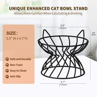 Metal Stand for Cat Dish - Raised Cat Bowl Holder with Anti Slip Sleeves - Black Iron - Elevated - image 3