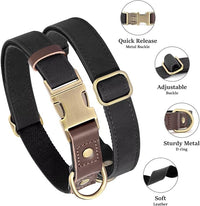 Didog Soft PU Leather Dog Collar for Large Dogs,Classic Adjustable Dog Collars with Quick Release Metal Buckle,Easy Clean and Comfortable with Nylon Lining,Black,L Neck 15-23"