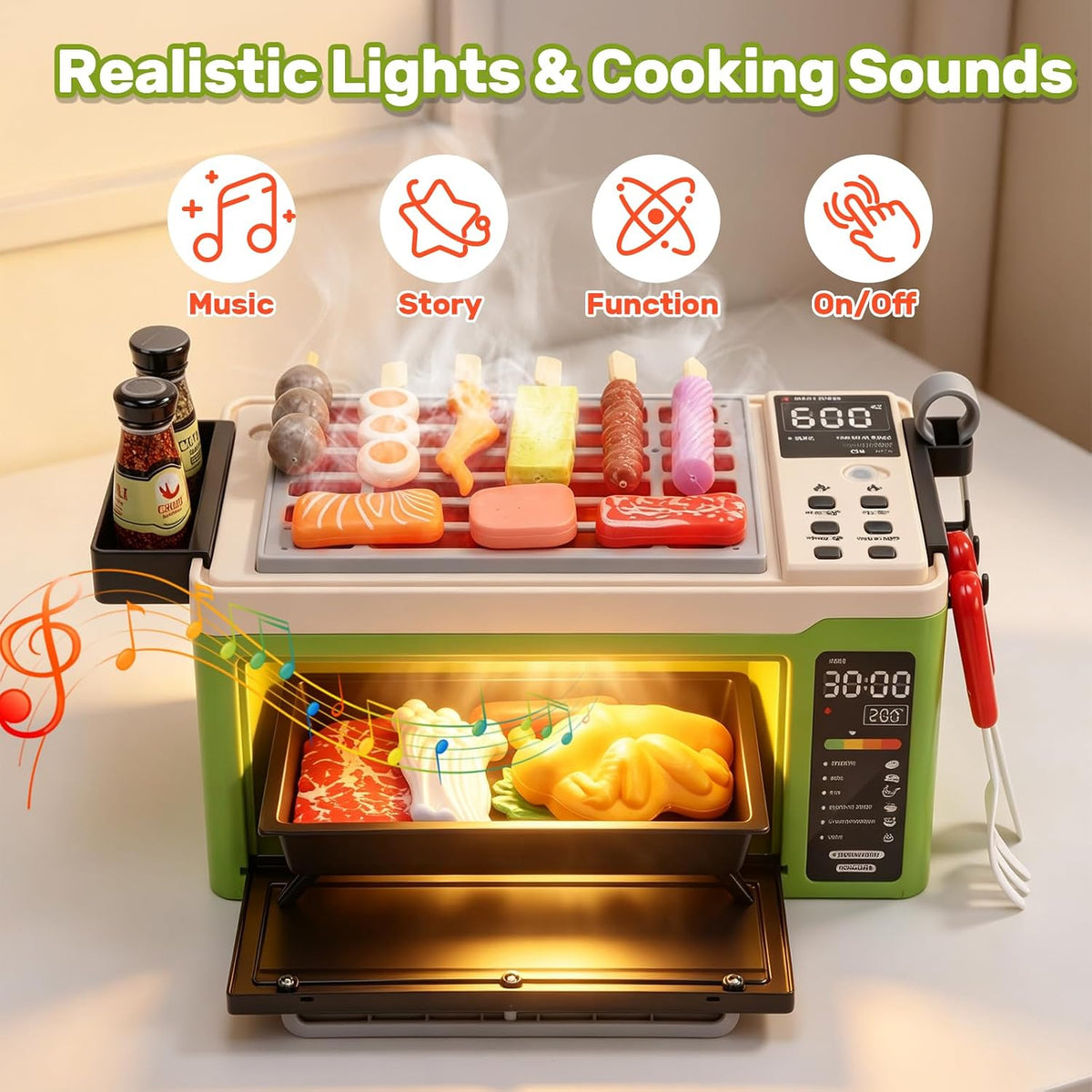 CUTE STONE Microwave Toys & Oven Playset with Cool Mist Spray Sound - Green - image 3