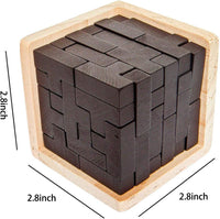 Wooden Brain Teaser Puzzles Cube Stocking Stuffers Wooden Puzzles - Coffee - image 2