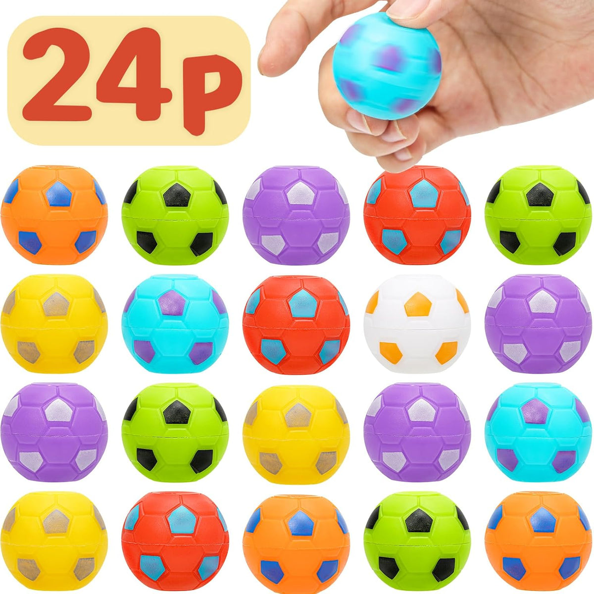 Azen mini soccer ball fidget spinners, 96 pack in assorted colors - view 2