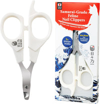 Samurai-Grade Cat Nail Clippers, Quiet Precision Trimmer, Black - Mochi White