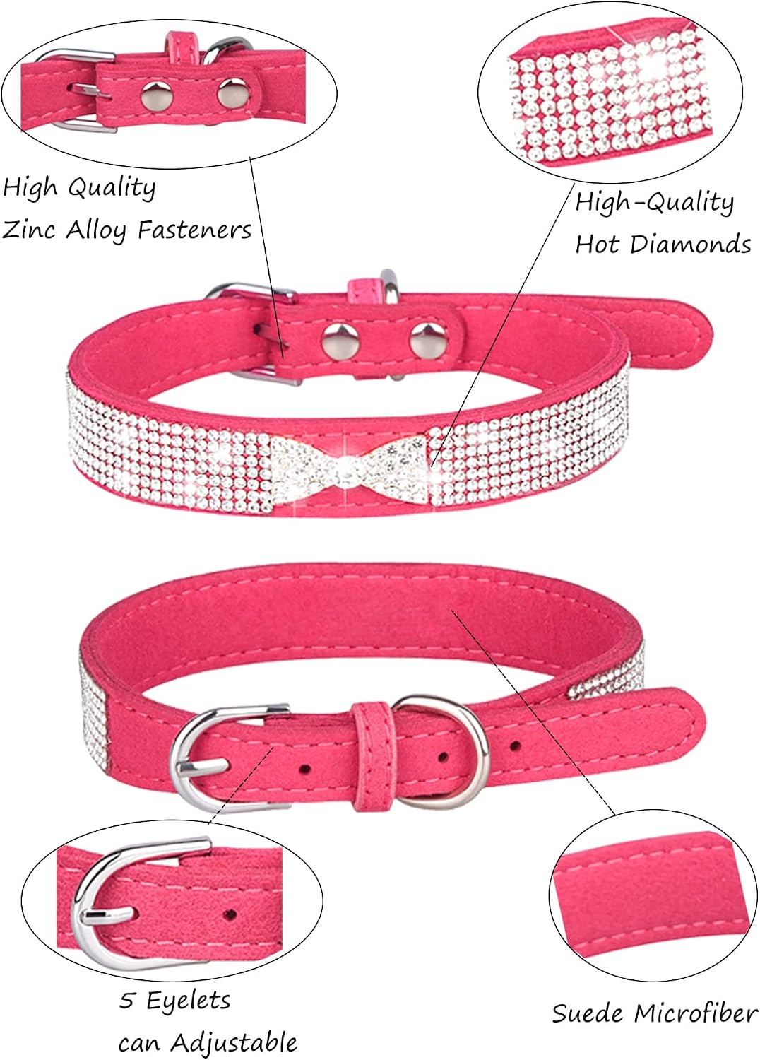 Dog Collar for Small Dogs - L / rose red4 - image 3