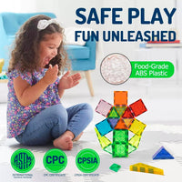 EchoPlan Magnetic Tiles,130PCS Magnetic Blocks with 2 Cars for Kids – Fun for Kids & Family - 130PCS - image 4