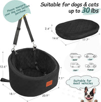 Lealchum Dog Car Seat for Small Dogs Up to 30 Lbs with 2 Safety Dog - Black / Small - image 2