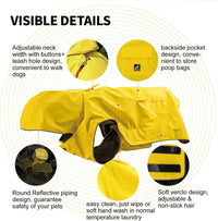 Dog Raincoat Waterproof Reflective Jacket - X-Small / Yellow - image 3