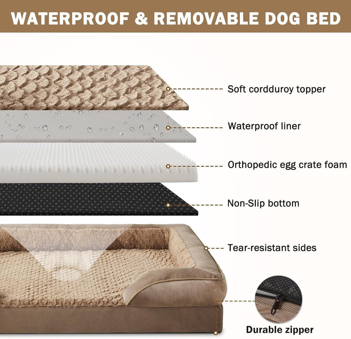 Orthopedic Dog Beds Large Sized - Brown / L (35"x 25"x 6.5") - image 4