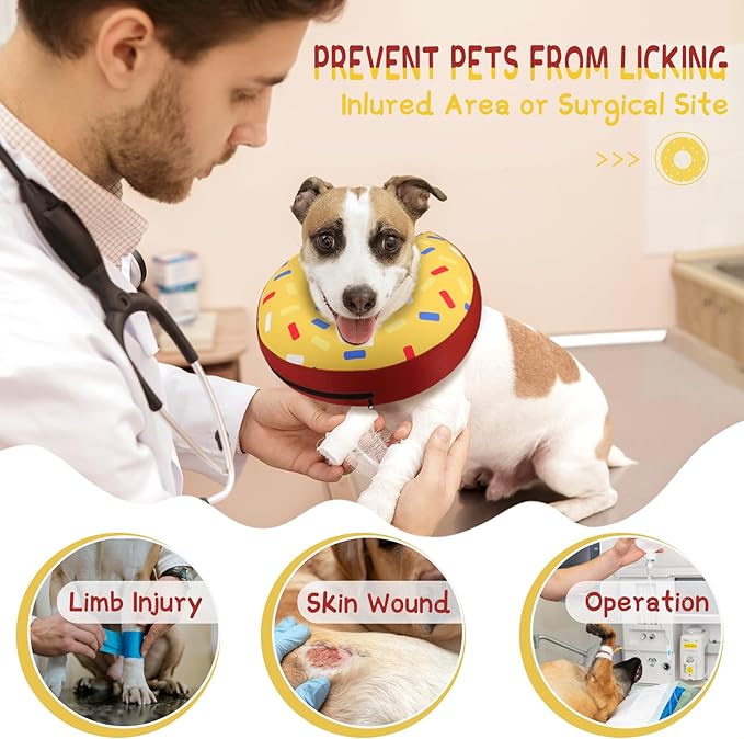 Supet Inflatable Dog Cone Collar Alternative After Surgery, Doggie Neck Donut Collar Recovery E Collar, Soft Dog Cone for Small Medium Large Dogs