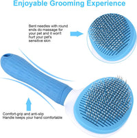 Cat Brush for Shedding, Skin Friendly Self-Clean Dog Slicker Brush – Essentials for Cats - Blue - image 2