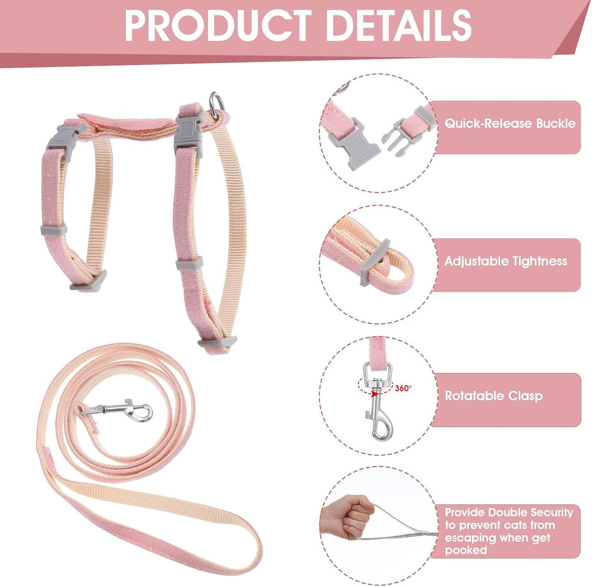 TIESOME Cat Harness and Leash Set - Rabbit - image 4