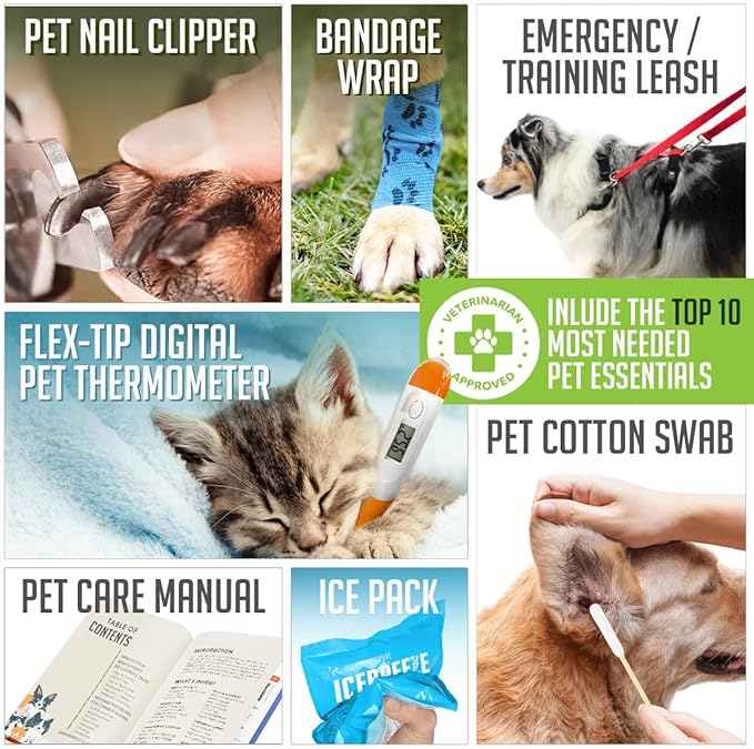 EVERLIT Pet Medic First Aid Kit | Vet-Approved Animal Care Kit with 95 Pcs Medical, Outdoor & Emergency Supplies to Treat Dogs, Cats | Travel-Friendly Compact Bag for Home, Car and Travel (Blue)