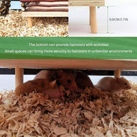 HOSUKKO Hamster Climbing Toys Wooden Hamster Playing Activity Set, Hamster Activity Playground Climb Platform Apple Wood Chewing Toys for Hamster Small Pets (D-Playground with Large Bridge)
