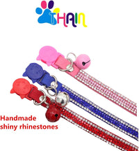 THAIN Basic Adjustable Cat Collar Bling Diamond Breakaway with Bell - Red - image 4