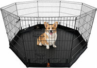 Puppy Playpen with Bottom Pad and Door, 8 Panels 24" H - Black / Small Pen: 30-Inch High / Playpen+Bottom - image 4