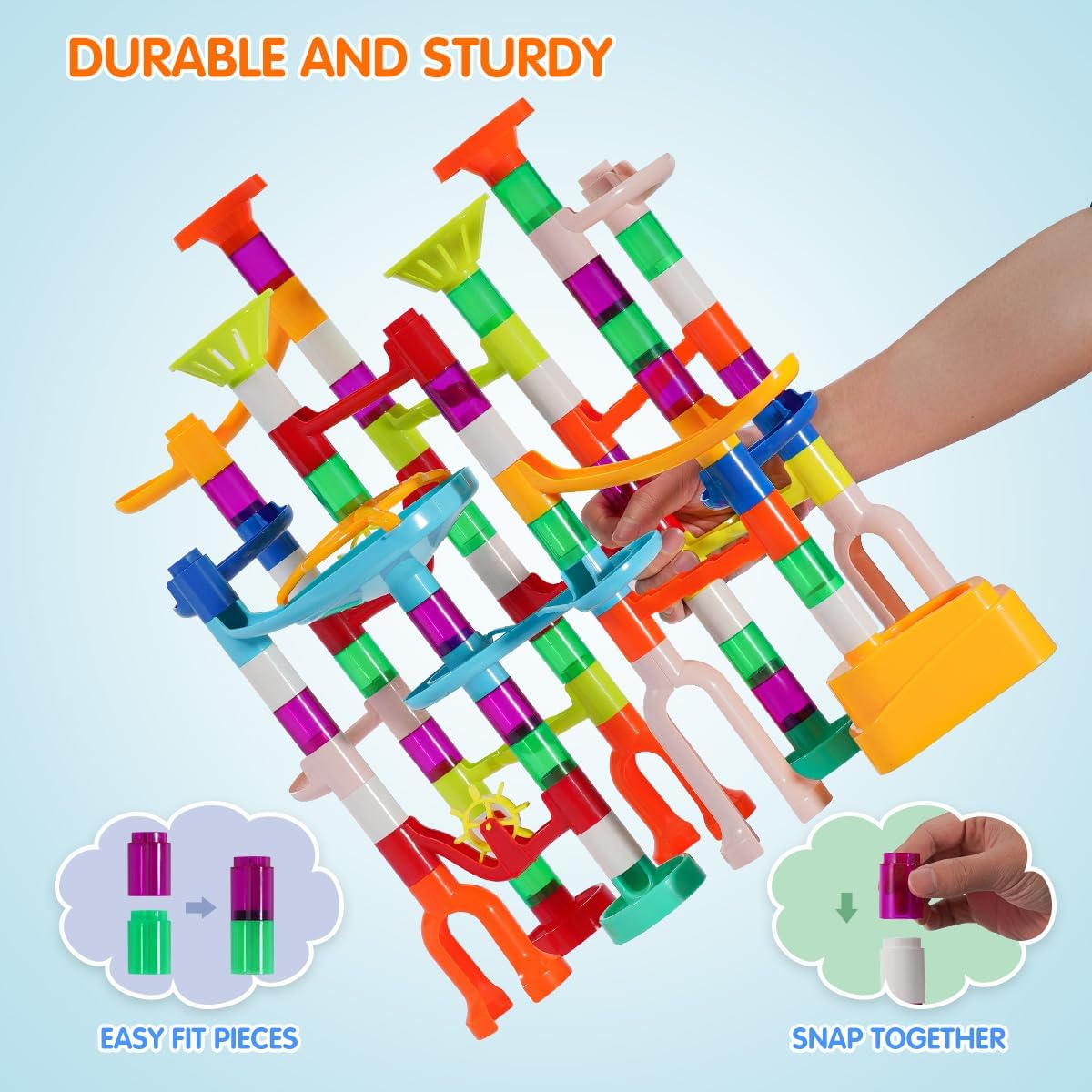 Ifollower Marble Run Kit, 110pcs Marble Maze Game Construction Building Toys for Kids, Marble Track - 135pcs - image 2