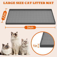 2 Pack Silicone Cat Litter Mat 34 x 22 in, Easy to Clean - Gray / 2 Pack - image 4