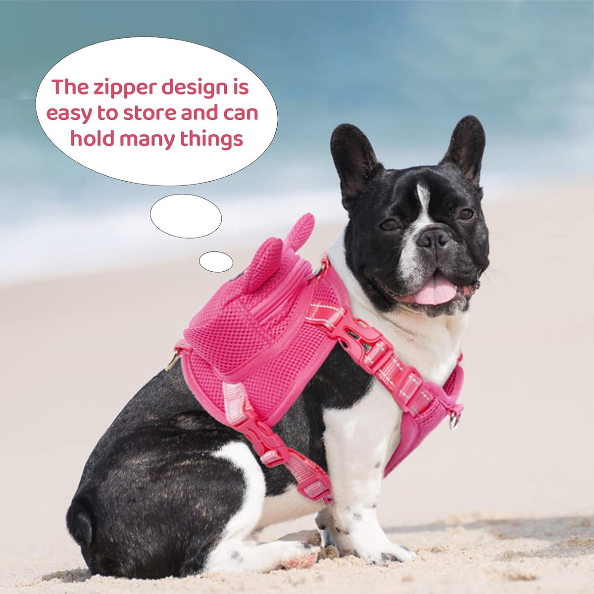 Dog Harness with Backpack - 23.6"L x 3.9"W x 44.1"H / Pink pig - image 2