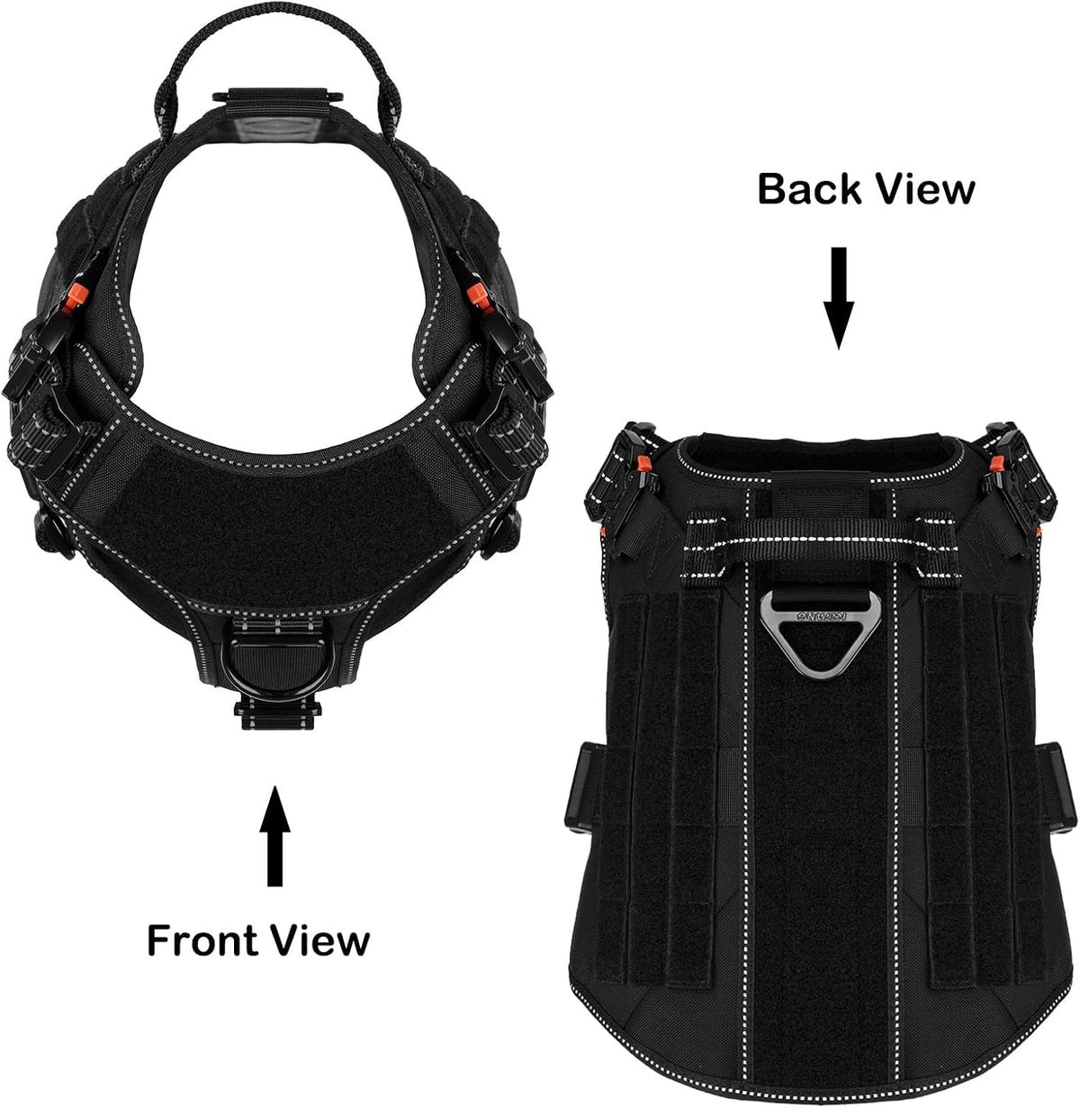 Tactical Dog Harness for Large Dogs, Reflective No Pull Dog Vest - X-Large (Pack of 1) / Black - image 3