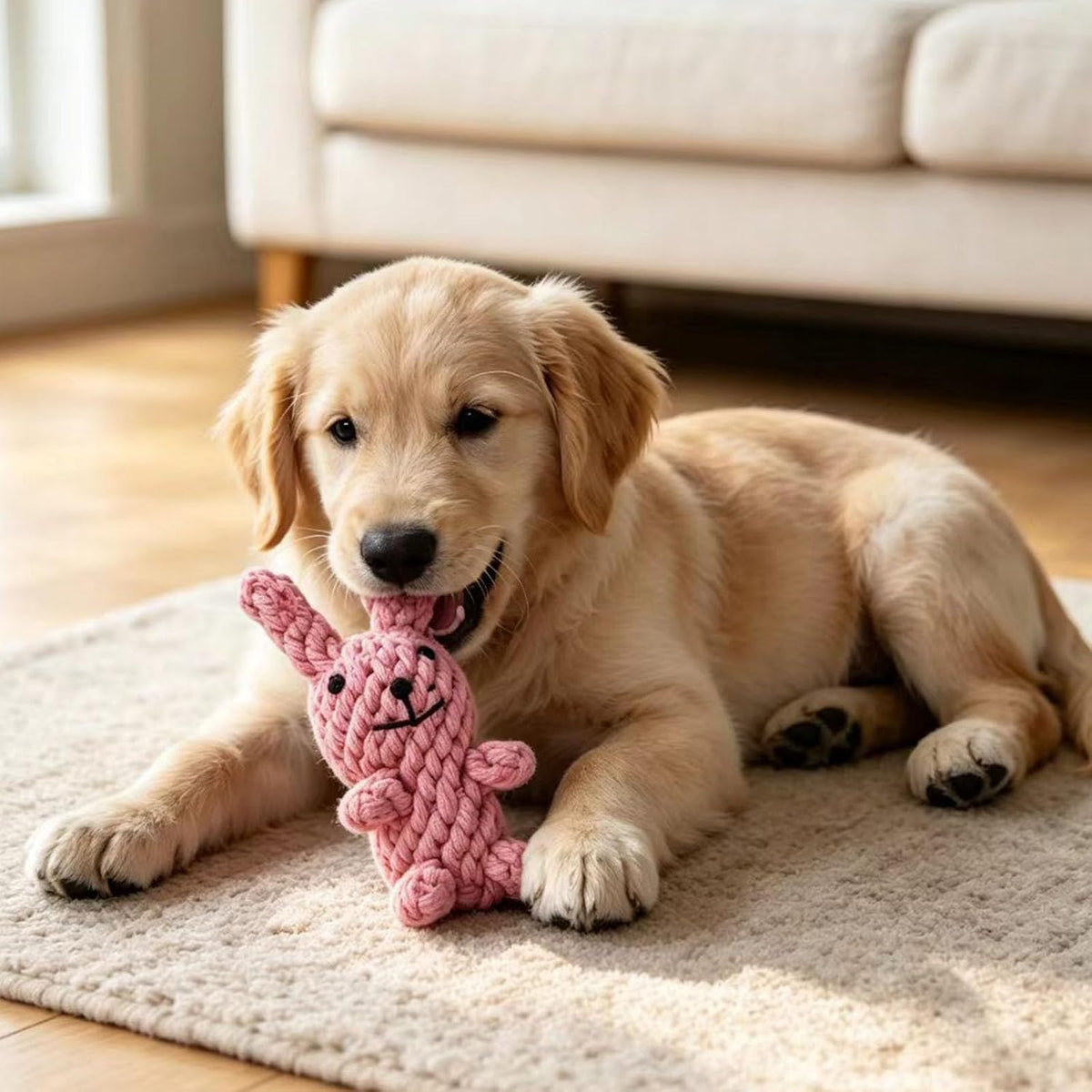 Dog Toys Puppy Teething Chew Toys 3 PCS - pink rabbit - image 3