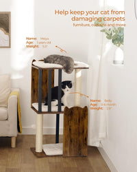 Modern Cat Tree for Large Cats, Full Sisal Cat Scratching Post – Essentials for Cats - Rustic Brown / 19.1"L x 13.8"W x 35.4"H - image 2