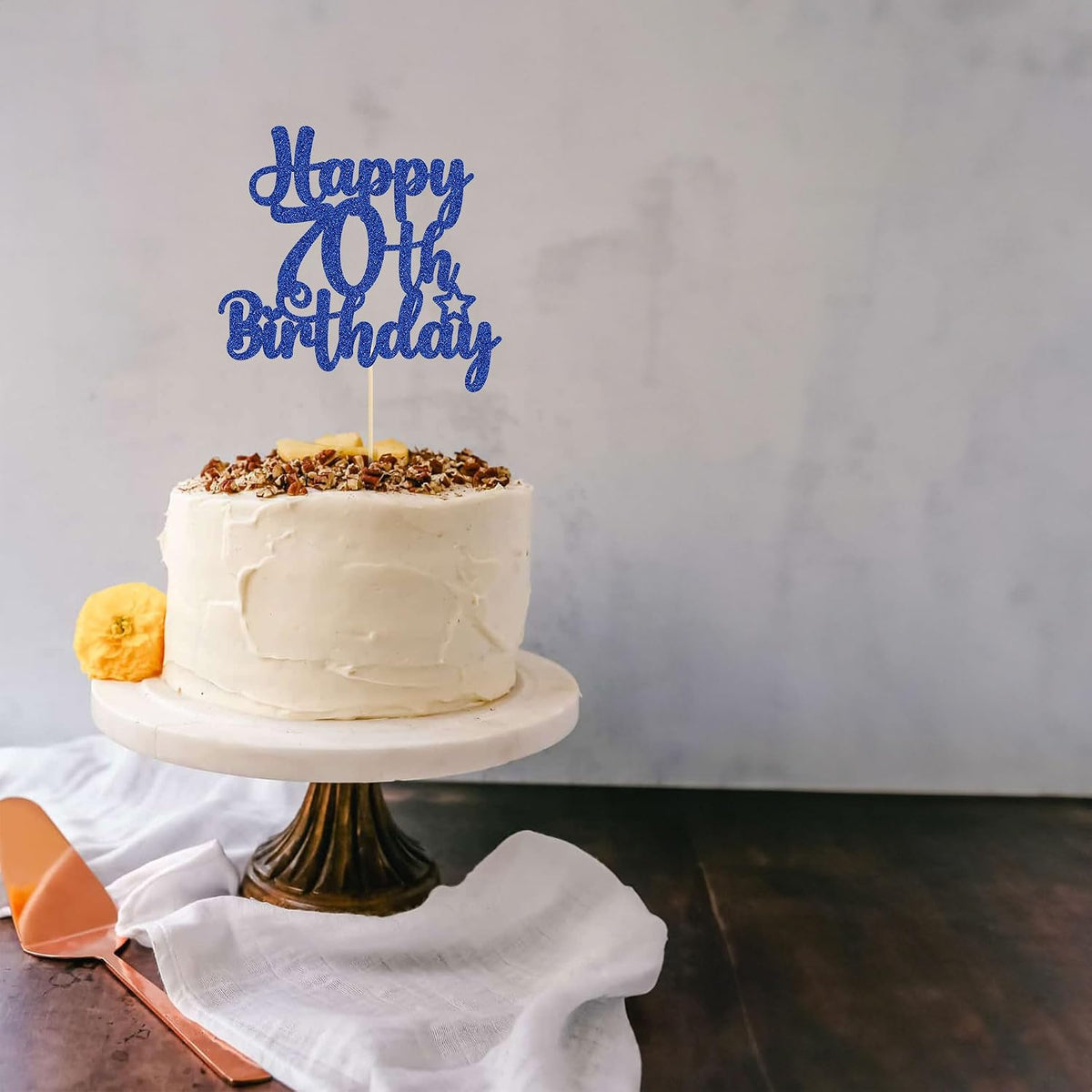 Gyufise 1Pc Happy 80th Birthday Cake Topper Glitter Cheers to 80 - 70th / Blue - image 4