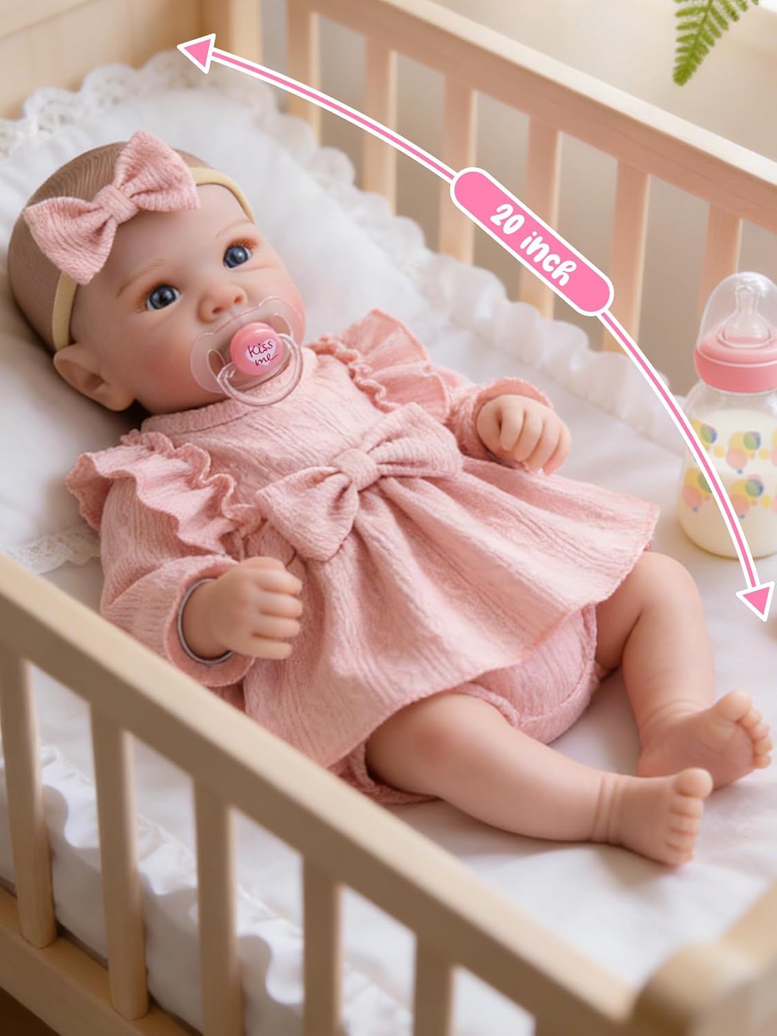 EKOKIZ blue reborn baby doll dress set with hairband and shoes for 17 to 20 inch dolls - view 28