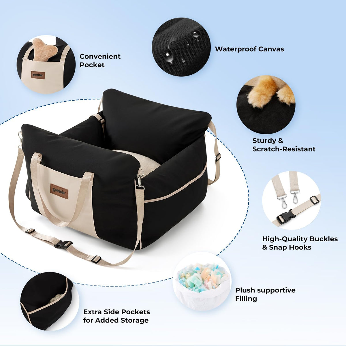 Dog Car Seat for Small Dogs - Black - image 4
