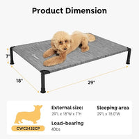 Veehoo Heavy Duty Elevated Dog Bed - Raised Dog Cot with Washable & Breathable Teslin Mesh, Non-Slip Silicon Feet, Cooling for Indoor or Outdoor, 29" x 18", Black Silver