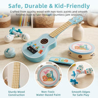 Kids Guitar for Girls,Wooden Musical Instruments Toy for Toddlers – Fun for Kids & Family - Blue for Boys - image 3