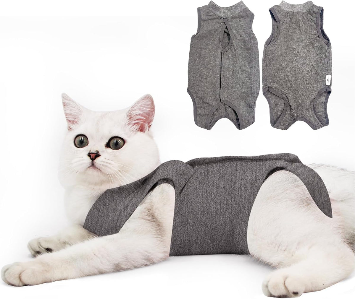 DOTON modal cat recovery suit with back fasteners and drawstring neck