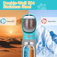 Portable Dog Water Bottle - Food container - Button switch / 14 OZ - Blue - image 3