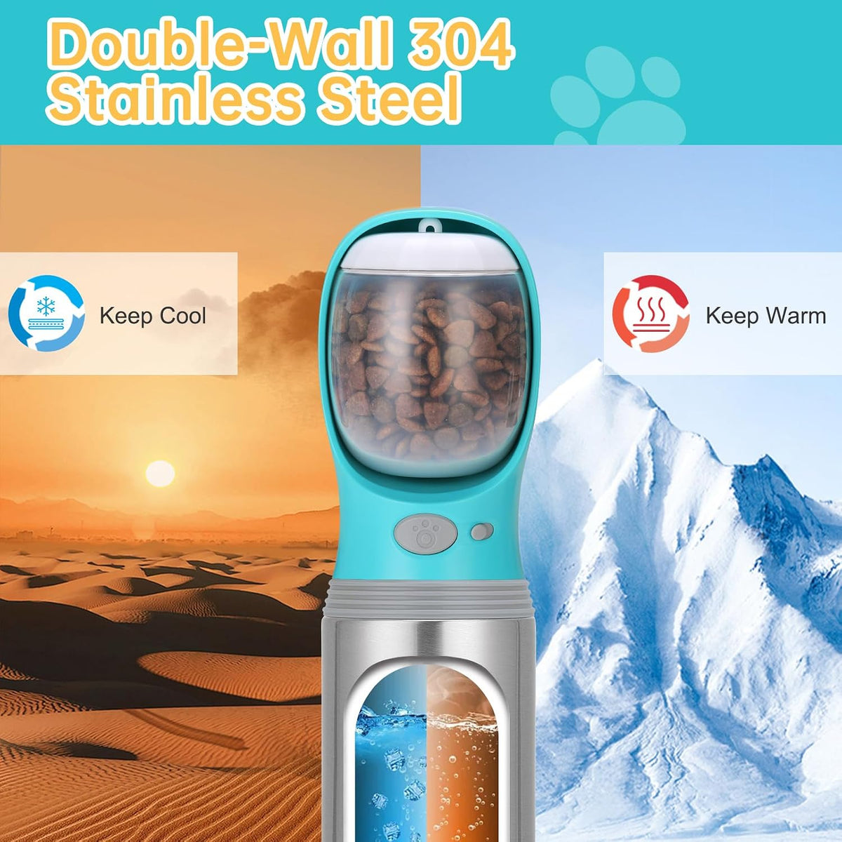 Portable Dog Water Bottle - Food container - Button switch / 14 OZ - Blue - image 3