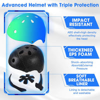 Toddler Kids Bike Helmet Set with Knee Elbow Pads - Cyanblue / Small: 20.1"-21.2"/51-54cm - image 2