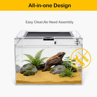 HELIME Reptile Tank 7 Piece Starter Kit with Escape Proof Locking Lid - Large(15.6x8x10IN) - image 2