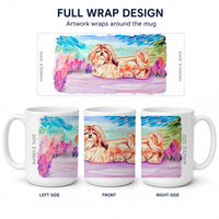 Shih Tzu Ceramic Coffee Mug 15 oz Decorative Large C Handle Mug Cup for Tea, Cocoa Hot Chocolate