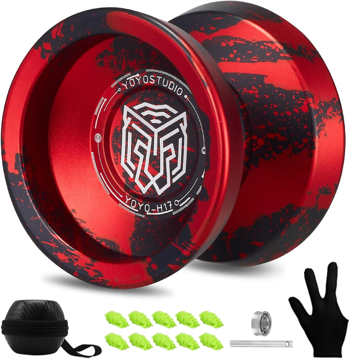 YOYOSTUDIO H17 dual purpose aluminum trick yoyo with strings, glove and case - view 4
