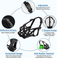 Dog Muzzle for Large Dogs, Breathable Basket Muzzles for Small, Medium and X-Large Aggressive Dog, Allows Panting Drinking, Suitable for Grooming Trimming Training (Black, M)