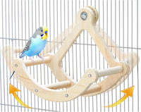 Bird Perch Toy, Wooden Interactive Rocking Parakeet Toys and Perches – Essentials for Birds - Wood / Cage Installation