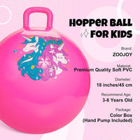 ZOOJOY Hopper Ball, Hopping Toys for Kids - Age:3-8(18''/45cm) / Pink Unicorn - image 2